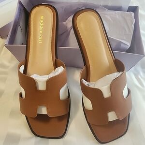 Madden Girl Cognac Slide Sandals